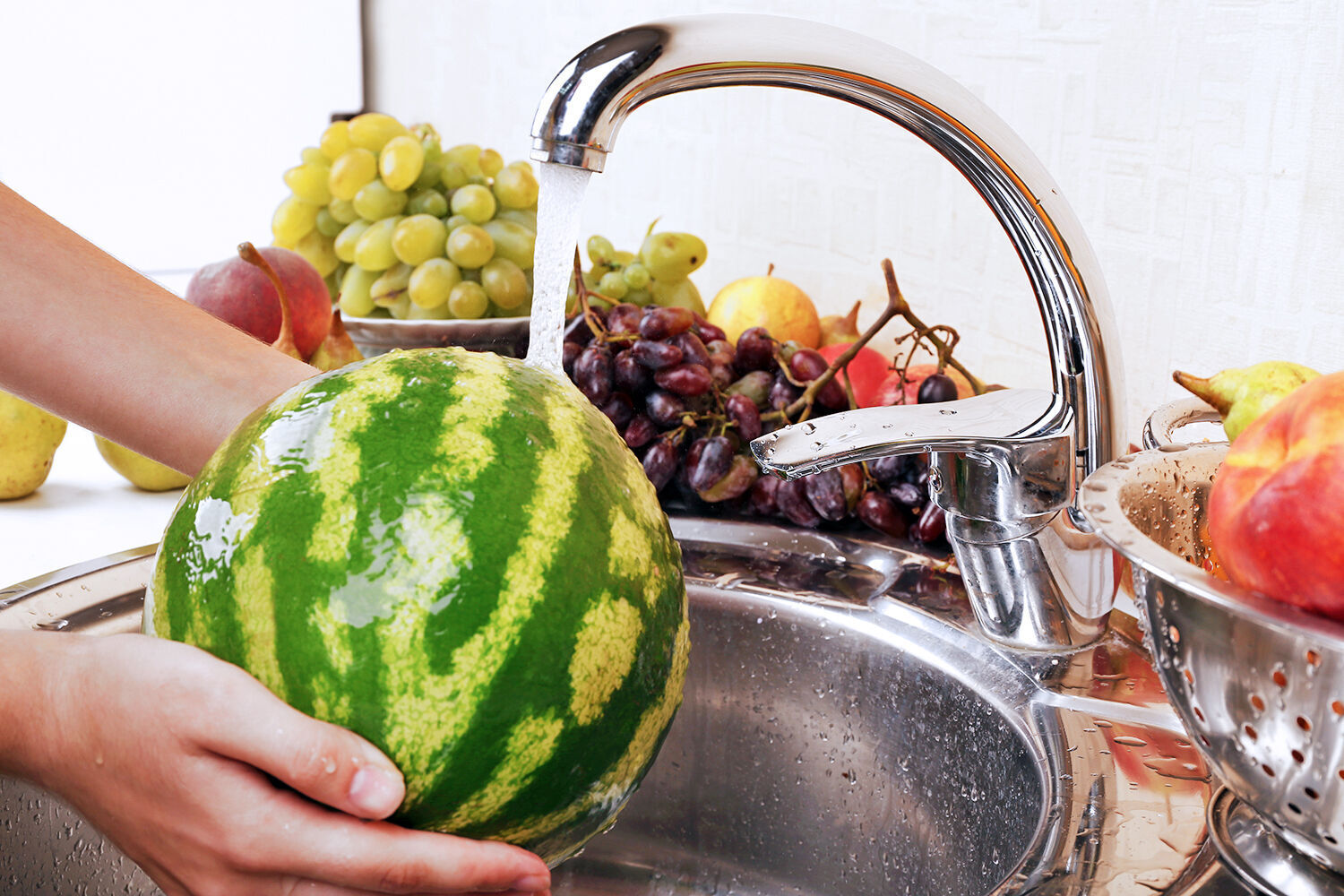 Washing watermelon